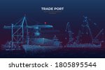 trade port low poly wireframe... | Shutterstock .eps vector #1805895544