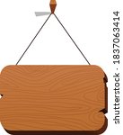 wooden empty sign board hanging ... | Shutterstock .eps vector #1837063414