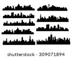 modern city skyline silhouette... | Shutterstock .eps vector #309071894