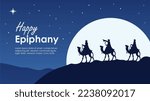 silhouette three wise man on camel for epiphany background