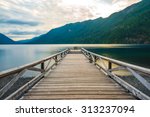 scenic view of  dock in  lake Crescent in Olympic national park,Washington State.Usa