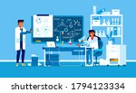 two scientists working at... | Shutterstock .eps vector #1794123334