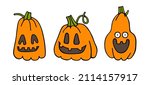 a set of smiling pumpkins for... | Shutterstock .eps vector #2114157917