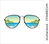 sunglasses with summer beach... | Shutterstock .eps vector #1936882144
