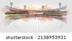 cricket stadium line drawing... | Shutterstock .eps vector #2138953931