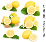 Set Of Ripe Lemon Fruits...