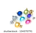 christmas tree decorations on... | Shutterstock . vector #134370791