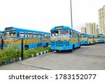 Small photo of Kolkata, India - July 23, 2020: Bus operations come to a halt as State Government planned for a lockdown on 23rd July due to the spread of Coronavirus