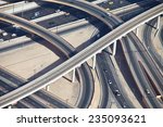 Aerial view of highway interchange of modern urban city. 