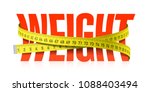 Weight word with measuring tape, diet theme. Vector illustration