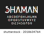 tribal shamanic style font... | Shutterstock .eps vector #2018634764