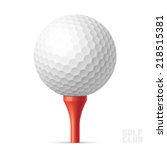 Golf Ball On Red Tee. Vector...