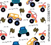 Monster Truck  Cartoon Pattern...