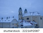 Church in Valtice covered in snow 
