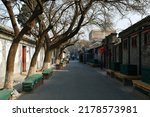 Small photo of Photo of traditional Hutong in Beijing, China ,was taken on the morning of January 24, 2020