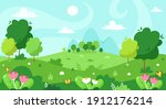 spring landscape with trees ... | Shutterstock .eps vector #1912176214