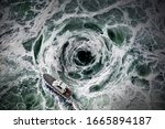 Small boat escape from the horrible whirlpool.
