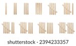 Small photo of 1 to 10 tally marks symbol made from wooden popsicles stick isolated on white background. Education and learning concept.
