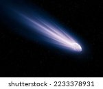 Small photo of Tail of a comet glows in outer space. A large comet near the Earth's orbit. Celestial body of the solar system.
