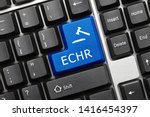 Small photo of Close-up view on conceptual keyboard - ECHR (blue key)