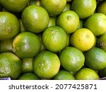 macro photo green citrus limes. ... | Shutterstock . vector #2077425871