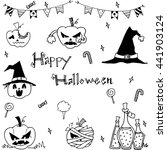 happy halloween ornament in... | Shutterstock .eps vector #441903124