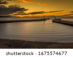 Sunset Over Whitby Harbour With ...