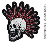 Mohawk skull embroidered patch. ...