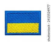 Small photo of Ukrainian flag embroidered patch. Yellow-blue flag. Made in Ukraine. The chevron is sewn on, without velcro.