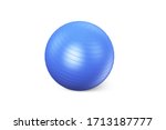 Blue fitness ball isolated on white background. Pilates Blue Ball render. Fitball Model