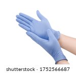 Medical nitrile gloves.two blue ...