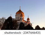 Small photo of Cathedral of Christ the Saviour, Russian Orthodox Cathedral, Beautiful building architecture, Moscow, Russia, Northern bank of the Moskva River southwest of the Kremlin.