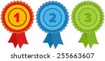 first  second and third place.... | Shutterstock .eps vector #255663607