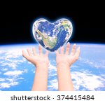 World In Heart Shape With Over...