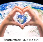World In Heart Shape With Over...