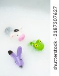 Rubber Toys In Bath Bubbles....