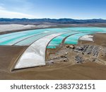 Small photo of Aerial view of lithium fields or evaporation ponds in the highlands of northern Argentina, South America - a surreal, colorful landscape where batteries are born