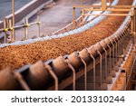 conveyor belt moving iron ore