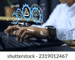 Small photo of Devops engineer or software developer operation engineer work with agile as programer development concept with dev ops icon computer screen project to coding release and deploy operate for monitoring