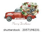  Christmas Red Truck With...