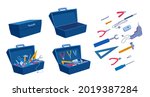 an empty and a full toolbox.... | Shutterstock .eps vector #2019387284