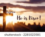 Small photo of He is Risen, Happy Easter, Rejoice Card