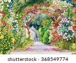 Flower Garden. Watercolor...