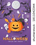 happy halloween banner or party ... | Shutterstock .eps vector #1811042344