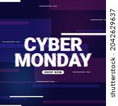 cyber monday promo banner with... | Shutterstock .eps vector #2042629637