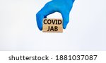 Covid Jab Symbol. Hand In Blue...