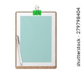 clipboard with green paper and... | Shutterstock . vector #279798404