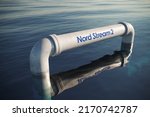 Small photo of Lubmin, Germany - June 15, 2022: Nord stream 2 pipeline in the Baltic Sea. Russia to Germany natural gas pipeline