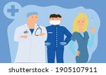 three masked doctors with a... | Shutterstock .eps vector #1905107911