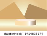 3d platform in beige and gold... | Shutterstock .eps vector #1914835174